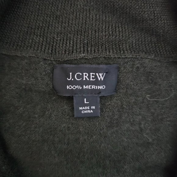 J. Crew Gray 100% Merino Wool Quarter Zip Long Sleeve Pullover Sweater Sz Large - Picture 5 of 12